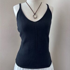 Old Navy Vintage Y2K Cotton Crochet Black Camisole Top